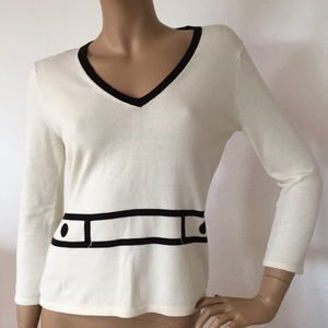 NWOT Michael Kors Cream Black Cotton Sweater Top M